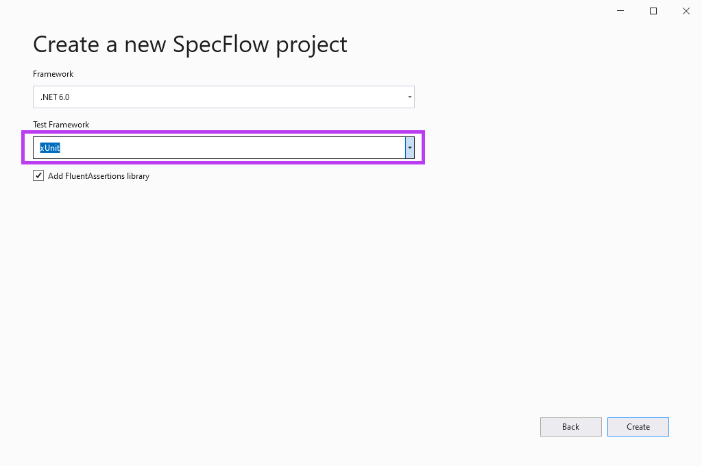 Configure SpecFlow Project Settings