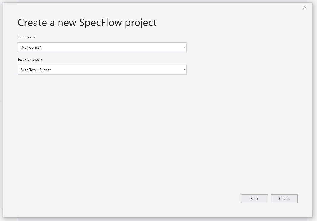 SpecFlow configuration for your project