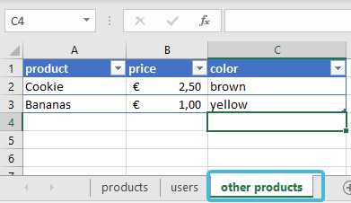 product excel