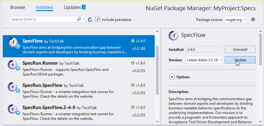NuGet Dialog in Visual Studio